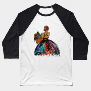 Girl with Bouquet: Radiant Elegance Baseball T-Shirt